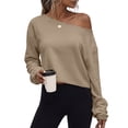thumbnail image 4 of NominalSnug Cropped Sweatshirts for Women off Shoulder Long Sleeve Crop Top Fall Pullover Tops, 4 of 8