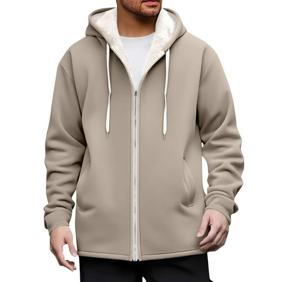 Dovford Men's Sherpa Hoodie Jacket Fleece Lined Zip Up Warm Hoodies Sweatshirt Winter Zipper Sweater Hooded Coat