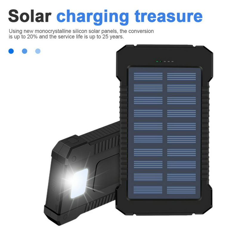 iMeshbean Portable 300000mAh Solar Power bank display three anti-mobile  Charger for Phone Blue 