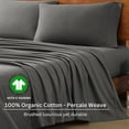 thumbnail image 2 of Homi Drapes 3 Piece 100% Egyptain Cotton Flat Sheets Soft Brushed Microfiber Fabric Shrinkage & Fade Resistant Top Sheet (Dark Grey, King), 2 of 4