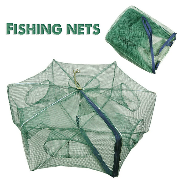 Opolski 6/12 Holes Foldable Nylon Automatic Fishing Net Shrimp Cage Fish  Trap Basket 
