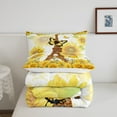 thumbnail image 5 of Eiffel Tower Comforter Set King Size 3 Pcs,Yellow Sunflowers Garden Wild Butterfly Bedding Set Adults,Watercolor Flowers Spring Rustic Style Down Comforter with 2 Pillowcases, 5 of 7