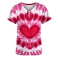 thumbnail image 2 of TaTaai Valentine's Day Print Top, Women's V Neck Short Sleeve Casual Blouse, Pocket Detail Lightweight Shirt for Holiday Season Gift, 2 of 5