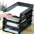 thumbnail image 7 of Stackable Paper Trays, Heavy Duty Rectangular Plastic Desk Holder Desktop Document File Organizer Storage Letter for Office Classroom (Black) 12.8x9.84x2.16", 7 of 7