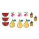 thumbnail image 1 of 12 parches de frutas con diseño de cereza, piña, pera y sandía, colores vivos, para planchar en bolsos, ropa y calcetines., 1 of 14