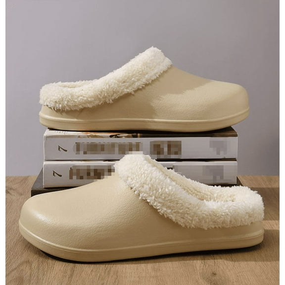 Unisex Fur Lined Clogs - Waterproof Indoor/Outdoor Slippers with Plush Comfort , garden shoes & Bedroom Shoes for Fall and Winter