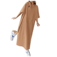 thumbnail image 1 of Kcodviy Robe Midi Ample Décontractée Unie Froncée à Manches Courtes T-Shirt Robe Maxi Décontractée Robe en Lin pour Femmes Robe d'Été Décontractée Robes Maxi Décontractées pour Femmes, 1 of 4