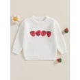 thumbnail image 2 of Suealasg Toddler Baby Girl Knit Sweater Long Sleeve Strawberry Print Chunky Pullover Sweater 6M 1T 2T 3T Kids Girl Warm Fall Winter Sweater Tops Clothes, 2 of 7