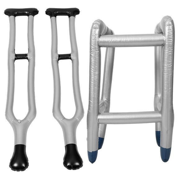 FRCOLOR 1 Set PVC Inflatable Crutch Toy Creative Walking Stick Inflate Medical Rack Prop