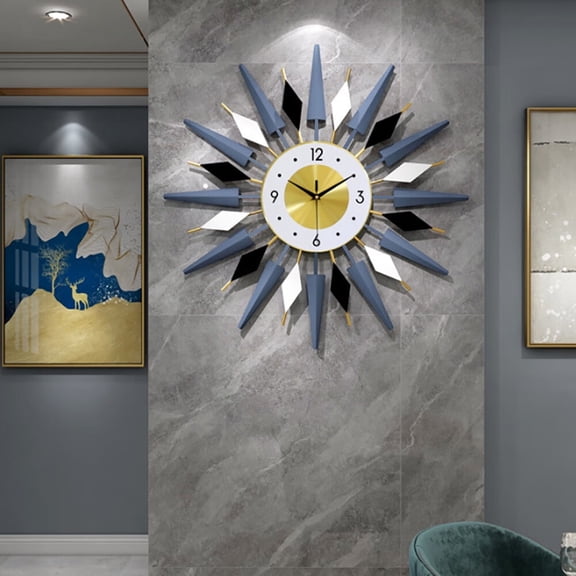 Loyalheartdy 23.6 inch Metal Crystal Wall Clock European Style Non-Ticking Silent Quartz Mid-Century Instruments Wall Clocks Living Room Kitchen Office Decor Metal Wall Clock