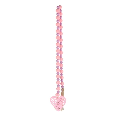 

Valentine s Day Wooden Beads Garland with Tassel Tassel Hemp Rope Beaded Pendant