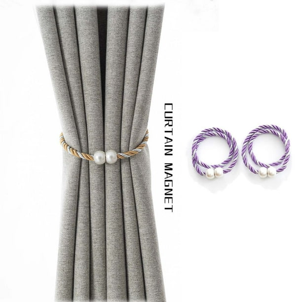 Xihbxyly Abrazaderas Magnéticas para Cortinas, Fuertes Clips Magnéticos, Diseño de Cuerda Decorativa, Fácil Instalación, Decoración para Sala de Estar y Dormitorio, Longitud Ajustable, 15.75 Pulgadas