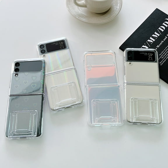 For Samsung Galaxy Z Flip3 5G Phone Case，Shockproof Luxury Chameleon jam Clear PC Cover，Invisible bracket Flip Case Cover