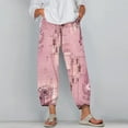thumbnail image 2 of KDFJPTH Cargo Pants for Women Work Casual Wide Leg Capris Summer Cropped Beach Elastic Waist Baggy Crop Trousers, 2 of 4