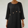 thumbnail image 7 of Maqroz Plus Size Dresses for Curvy Women Casual Flowy Cotton Linen Maxi Dresses Button Down Summer 3/4 Sleeve Crew Neck High Low Long Dress Irregular Sundress Black M, 7 of 7