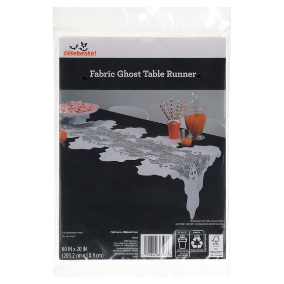 Fabric Spiderweb Table Runner, White, 80" x 20", Halloween by Way To Celebrate