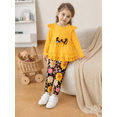 thumbnail image 3 of Lanbubble 1-5Y Toddler Girl 2-Piece Outfits Set Long Sleeve Ruffle Hem Top Floral Pants Fall Winter Kids Girl Clothes, 3 of 10
