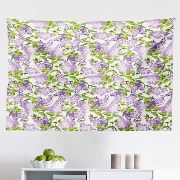 Mauve Tapestry, Floral Heart Leaf Flourish Western Inspired Motifs with Nature Influences Eco, Fabric Wall Hanging Decor for Bedroom Living Room Dorm, 2 Sizes, Lilac White, by Ambesonne