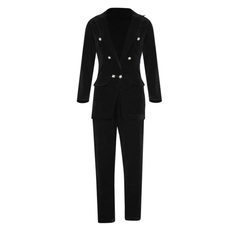 fvwitlyh Wedding Pant Suits for Women Women Fashion Casual Clothes Long  Sleeve Assorted Colors Blazer High Waist Suit Mono Negro