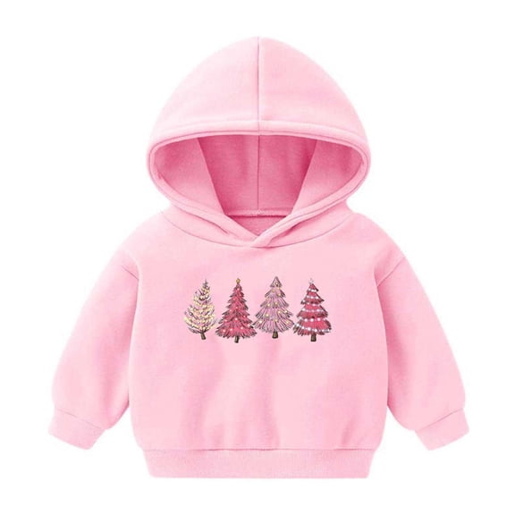 Lovskoo 2-7 Years Baby Clothes Christmas Toddler Baby Boy's Girl's Hoodie Children's Casual Print Long Sleeve Sweatshirt for The Baby Gift Pink