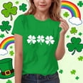 thumbnail image 2 of T-Shirt de la Saint-Patrick pour Enfants à Manches Courtes, Col Rond, Décontracté, Vert, Imprimé de Trèfle, Haut pour Garçons et Filles, 2 of 5