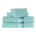 thumbnail image 3 of Mainstays 6 Piece 100% Cotton Towel Set, 2 Striped Bath , 2 Hand and 2 Washcloths,Super Soft and Highly Absorbent basic Premium Towel Set, for Bathroom, Hotels, Spa and Gym – Aqua, 3 of 7