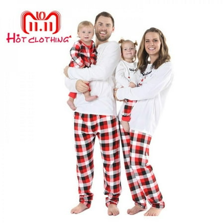 

Elaydool Family Parent-child Pajama Suit Christmas Printing Parents Children Home Service Cotton Soft Two-piece Pajamas