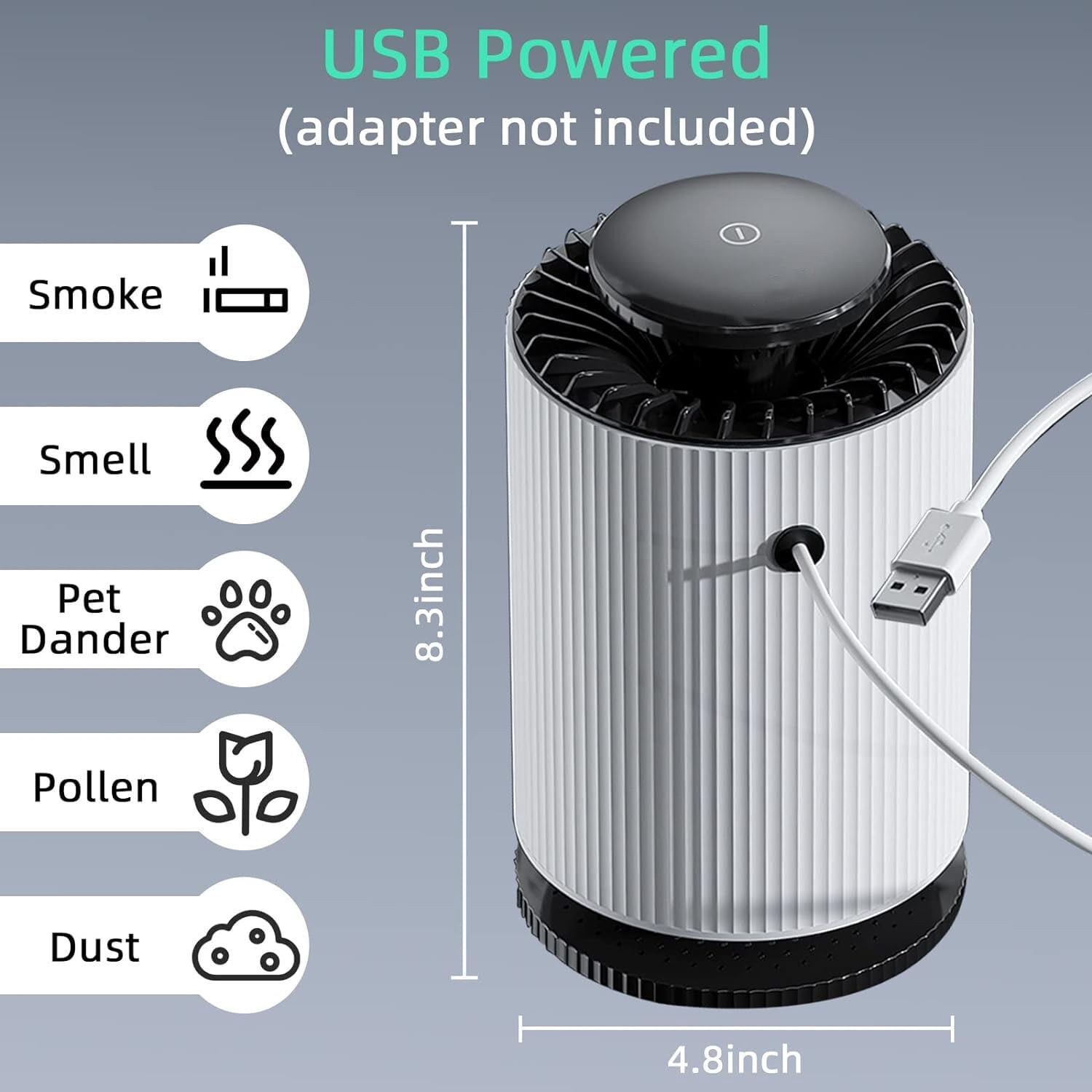 Air Purifier, Harmful Smoke and Dust Collector, Sterilization, In Addition to Formaldehyde and Odor, Small Filter for Desk Lamp
