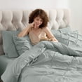 thumbnail image 6 of Virtu King Comforter Set, 7pc Bed in a Bag, Pleated Bedding Comforter Sets with Sheets, Sage Green, 6 of 10