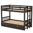 thumbnail image 5 of Twin Over Pull-out Bunk Bed with Trundle, Multi-Functional Wooden Bunk Bed Can for 4 People with Ladder and Safety Rail, Bottom Bed Can Convertible into Large Bed, 5 of 6