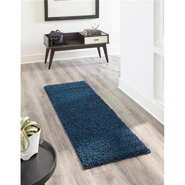 Unique Loom 3127889 2 Pi 2 Po x 6 Pi 5 Po Tapis Solide Shag Runner&44; Bleu Marine
