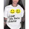 thumbnail image 1 of Breezy Style, Women's Casual joyful Face Graphic Tee - Comfy Crew Neck Short Sleeve T-Shirt, Perfect for Summer & Sports, 1 of 6