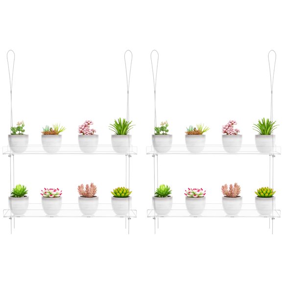 Paquete de 2 estantes colgantes transparentes de 2 niveles Otniap para plantas, 41 cm