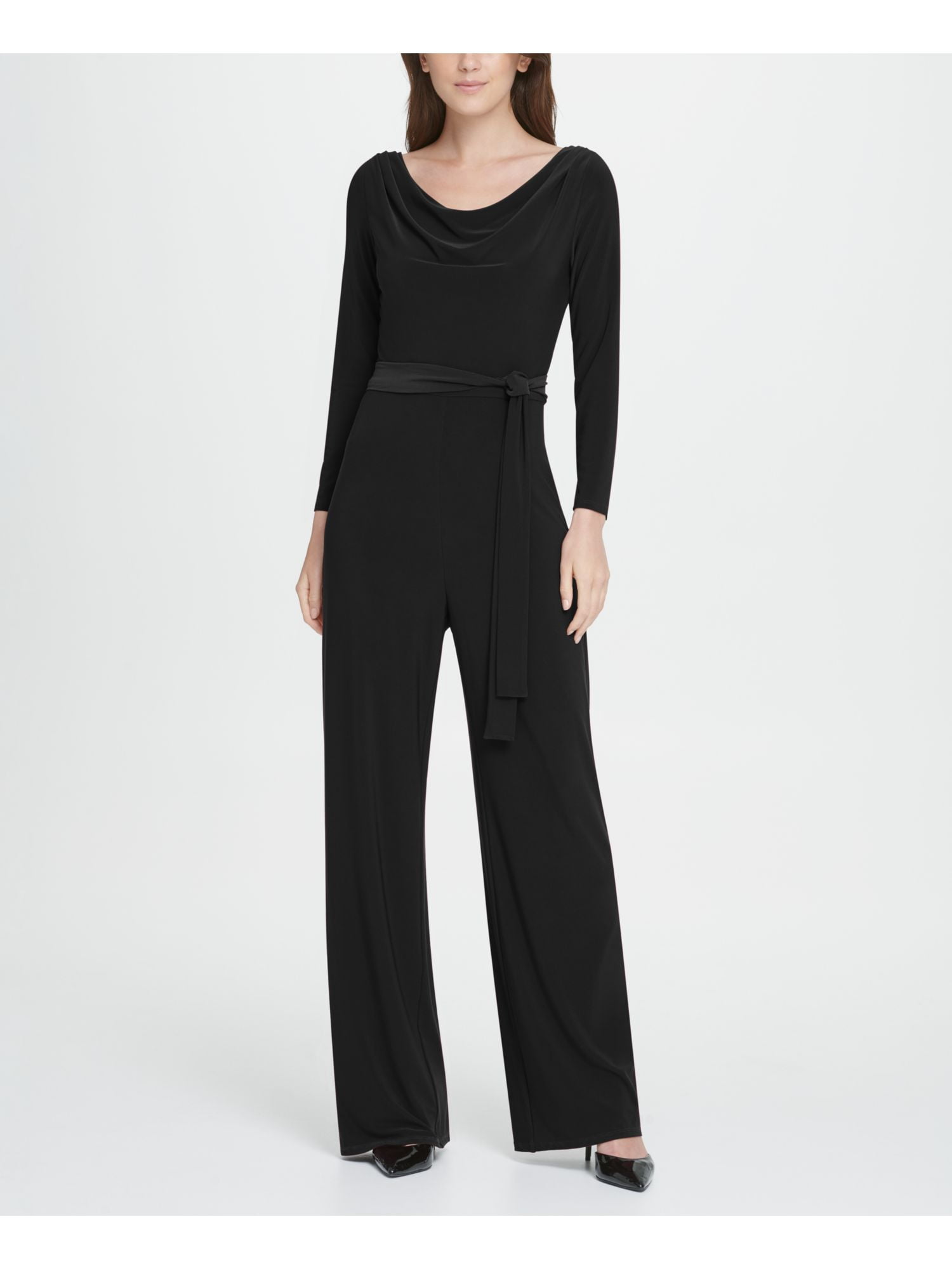 Ryd op Isolere maskine DKNY Womens Black Belted Long Sleeve Scoop Neck Wide Leg Jumpsuit Plus Size:  16 - Walmart.com