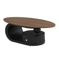 thumbnail image 5 of Luxury Nesting Coffee Table Set of 2 for Living Room: Modern Black & Brown Oval/Round Tables w/ Storage Drawer, 47.24" & 19.69" MDF & Iron Frame, Durable & Stylish, 5 of 7