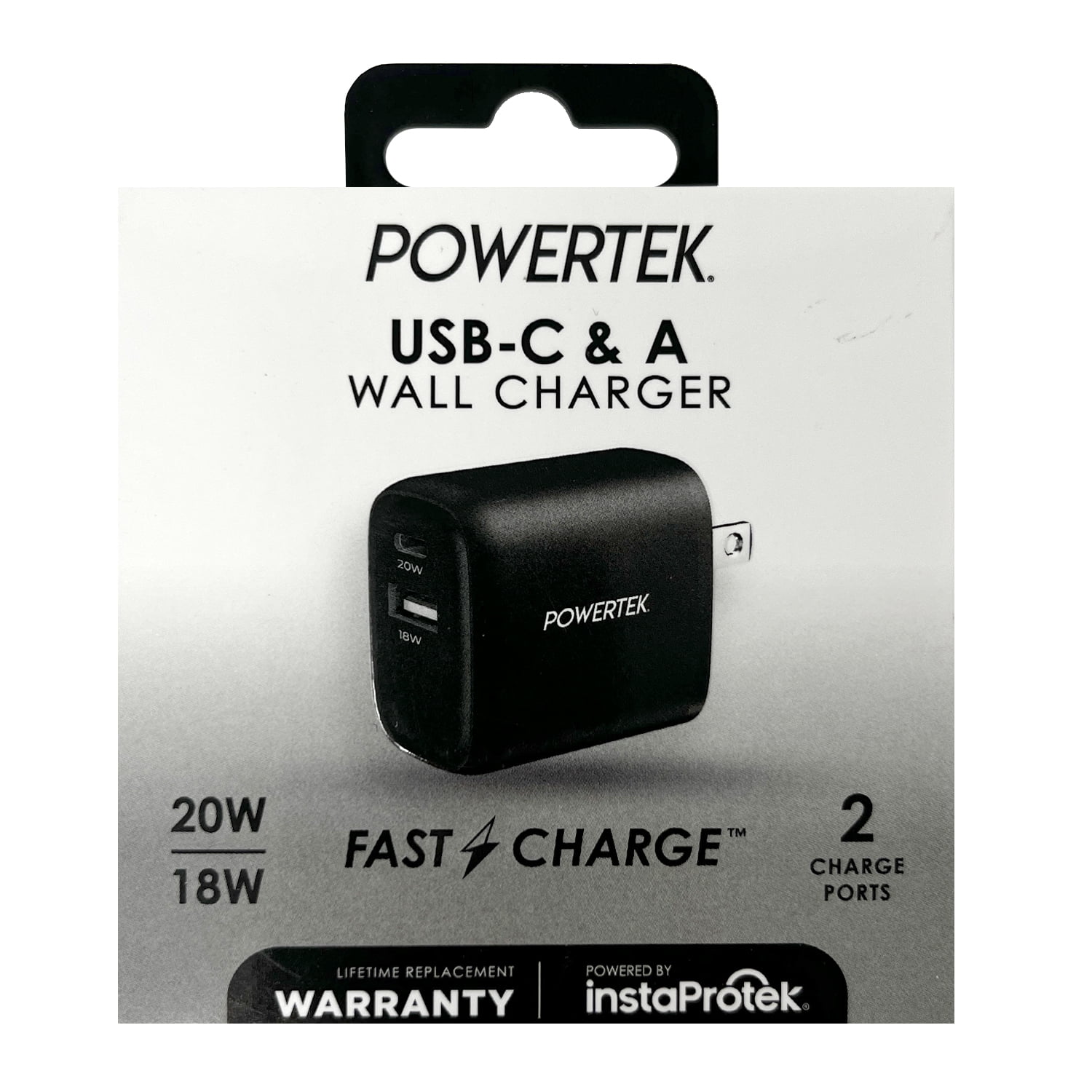 Liquipel Powertek Premium Braided 20W A/C Combo Charger - Black