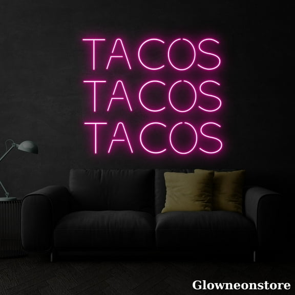 Glowneon Tacos Neon Sign, Tacos Led Sign, Mexican Food Led Sign, Tacos Decor Store, Kitchen Art