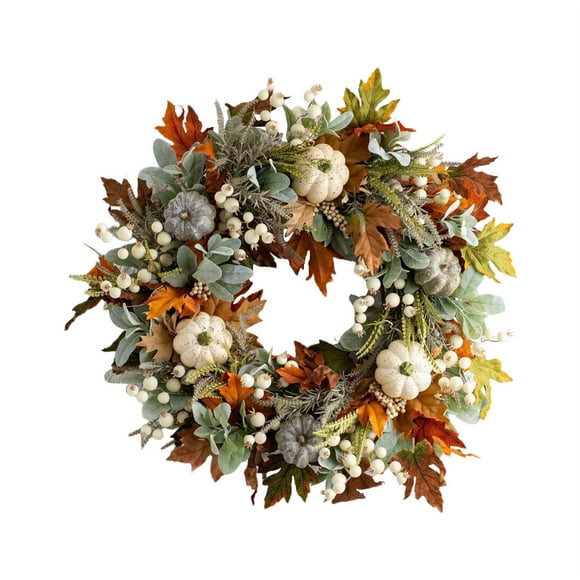 Liquidation! Ynlkorvg Couronne de Citrouille d'Automne Couronne Toute l'Année pour Porte d'Entrée Couronne Artificielle d'Automne Couronne de Porte d'Entrée Décoration de Ferme Familiale Couronne de l'Action de Grâce pour Célébrations de Vacances Beige