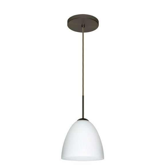 1JT-447007-LED-BR-Besa Lighting-Vila-One Light Cord Pendant with Flat Canopy-7 Inches Wide by 6.5 Inches High-Bronze Finish-Opal Matte Glass Color-LED