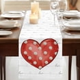 thumbnail image 3 of Table Runners 72 Inches Long Dress Scarves, Valentine's Day Farmhouse Kitchen Table Runner, Coffee Tablerunners, Red Love Polka Dots Lines Minimalist 14x72 Inch, 3 of 9