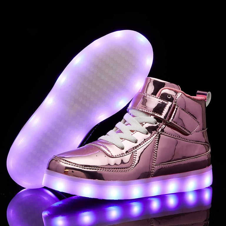 YAZI Kids LED Light up Shoes USB Charging Flashing Light Up High top Sneakers for Boys and Girls Child Unisex