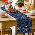 thumbnail image 5 of Burlap Table Runner 70 Inches Long,Winter Christmas Snowflakes on Navy Blue Non-Slip Kitchen Table Runners for Dining Room Everyday Use Party Table Decorations Snow Scene, 5 of 9
