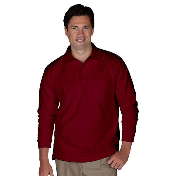 Edwards Men's Blended Pique Long Sleeve Polo With Pocket - 1525