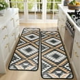 thumbnail image 4 of Kitchen Rugs Sets Of 2,Brown Geometric Triangle Diamond Pattern Anti Fatigue Kitchen Mat Rugs Non Slip Washable,Decorative Kitchen Floor Mats for Kitchen,Sink,Laundry,17"x47"+17"x47", 4 of 5
