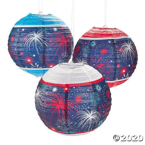 Patriotic Burst Hanging Paper Lanterns