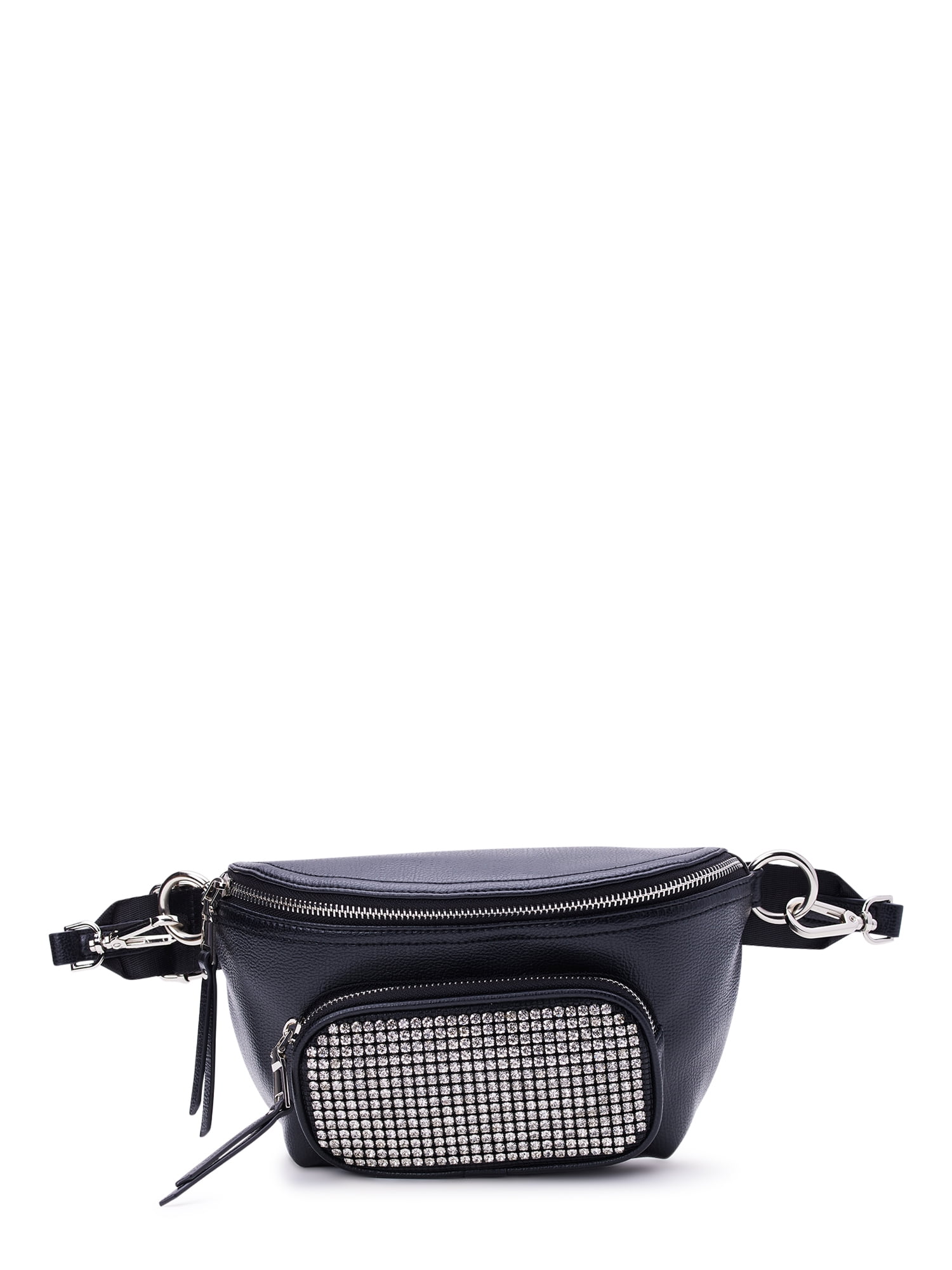 Madden NYC Women s Crystal Fanny Pack Crossbody Black Walmart