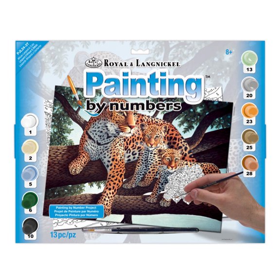 Royal & Langnickel Painting by numbersâ„¢ 13pc African Leopard & Cubs Painting Project