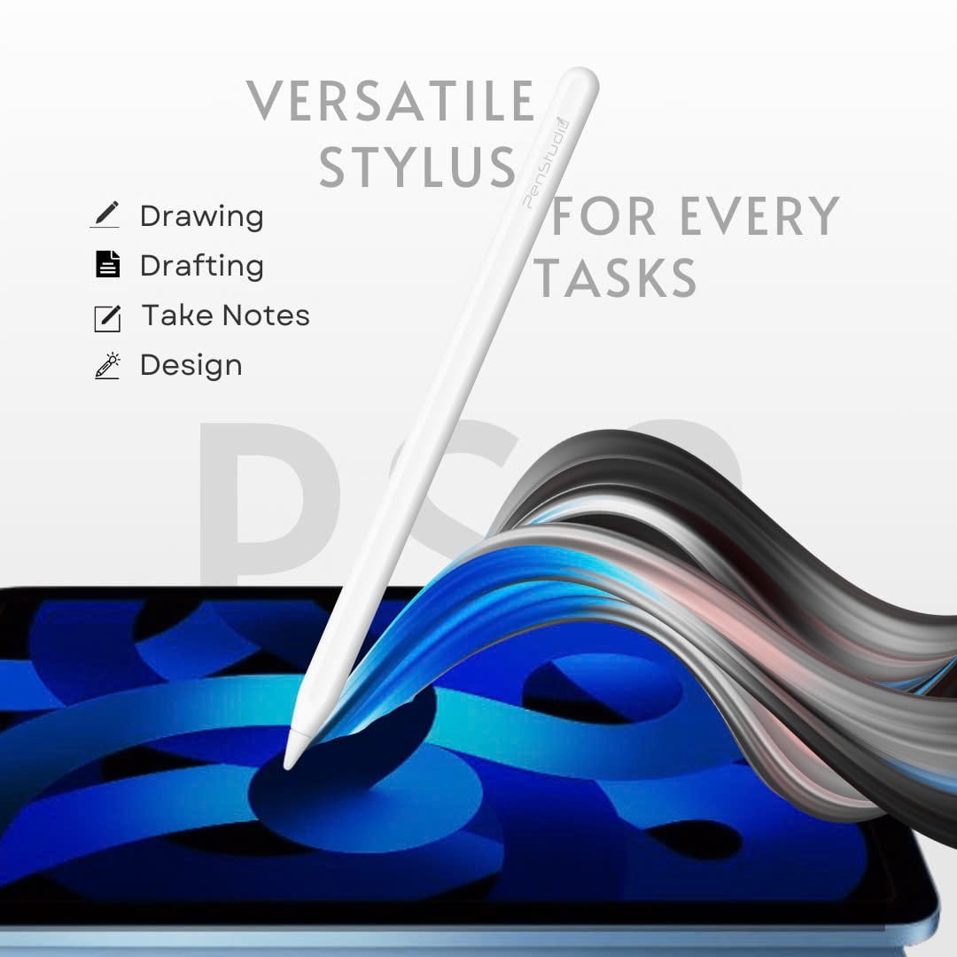 Stylus Pen for Apple iPad 2018-2025｜Magnetic Wireless Charging, Pixel-Perfect with Metal Chrome Tip丨Best Alternative to Apple Pencil 2nd Gen for Pro 12.9" 6/5/4/3, Pro 11" 4/3/2/1, Air 5/4, mini 6