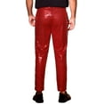 thumbnail image 3 of INSPIRE CHIC Shiny Pants for Men's Glitter 70s Disco Night Club Straight Leg Sequin Trousers 32 Red, 3 of 5