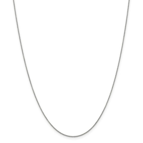 14k White Gold .8mm Cable Chain Necklace - 1.5 Grams - 24 Inch - Spring Ring
